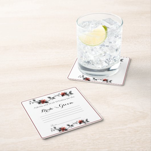 結婚式のアドバイスと祝福, 花嫁と花婿 スクエアペーパーコースター (インサイチュ)