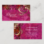 結婚式のイベントプランナーのインドのダマスク織のピンクの金ゴールド 名刺 (正面/裏面)