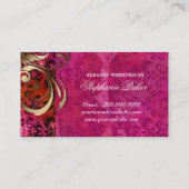 結婚式のイベントプランナーのインドのダマスク織のピンクの金ゴールド 名刺 (裏面)