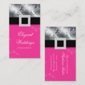 結婚式のイベントプランナーの宝石のピンクの銀V 名刺 (正面/裏面)
