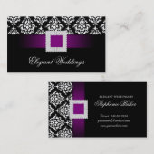 結婚式のイベントプランナーの宝石の紫色の白黒 名刺 (正面/裏面)
