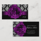 結婚式のイベントプランナーの紫色のバラのダマスク織 名刺 (正面/裏面)