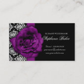 結婚式のイベントプランナーの紫色のバラのダマスク織 名刺 (裏面)