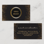 結婚式のイベントプランナー|のエレガントで黒い金ゴールド 名刺 (正面/裏面)