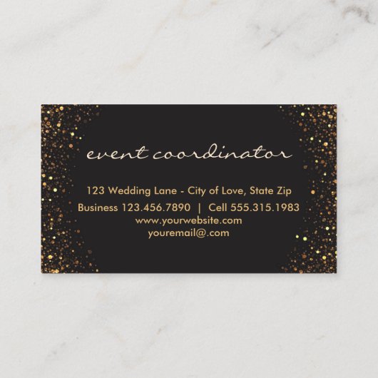 結婚式のイベントプランナー|のエレガントで黒い金ゴールド 名刺 (裏面)
