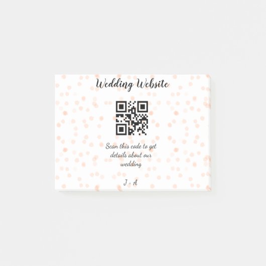 結婚式のウェブサイトの詳細はQRコードをスキャン オレンジ色 ポストイット (正面)