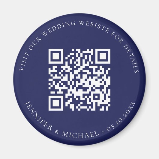 結婚式のウェブサイトのQRコード詳細　出欠確認　ネイビーブルー マグネット (正面)