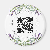 結婚式のウェブサイトのQRコード詳細 RSVP ラベンダー マグネット (正面)