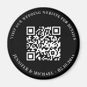 結婚式のウェブサイトのQRコード詳細 RSVP 黒 白 マグネット (正面)