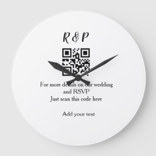 結婚式のウェブサイトのRSVPのQRコードを追加 名前テキストはここに ラージ壁時計