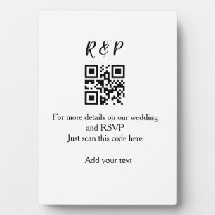 結婚式のウェブサイトのRSVP QRコードに名前とテキストを追加する フォトプラーク
