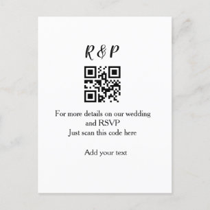 結婚式のウェブサイトのRSVP QRコードに名前とテキストを追加する ポストカード