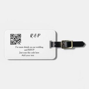 結婚式のウェブサイトのRSVP QRコードに名前とテキストを追加する ラゲッジタグ