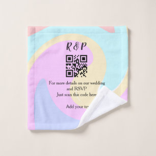 結婚式のウェブサイトのRSVP QRコードに名前を追加するテキスト ウォッシュタオル