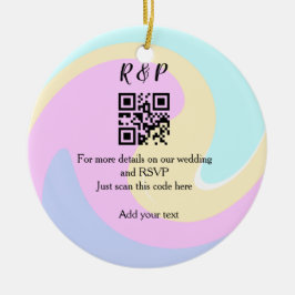 結婚式のウェブサイトのRSVP QRコードに名前を追加するテキスト セラミックオーナメント