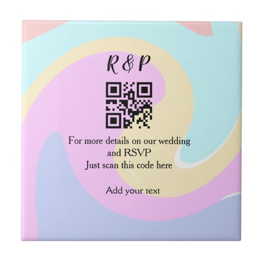 結婚式のウェブサイトのRSVP QRコードに名前を追加するテキスト タイル (正面)