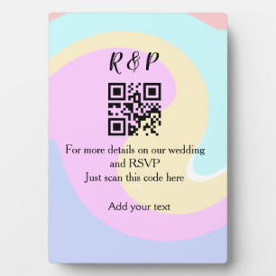 結婚式のウェブサイトのRSVP QRコードに名前を追加するテキスト フォトプラーク