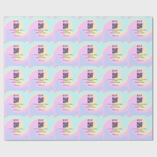 結婚式のウェブサイトのRSVP QRコードに名前を追加するテキスト ラッピングペーパー (フラット)