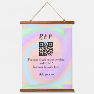 結婚式のウェブサイトのRSVP QRコードに名前を追加するテキスト 吊り下げ型タペストリー