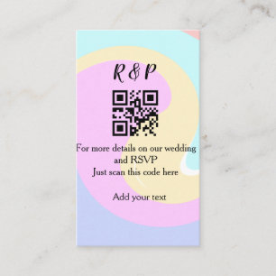 結婚式のウェブサイトのRSVP QRコードに名前を追加するテキスト 名刺