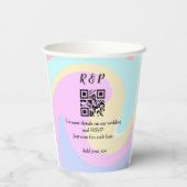 結婚式のウェブサイトのRSVP QRコードに名前を追加するテキスト 紙コップ (裏面)