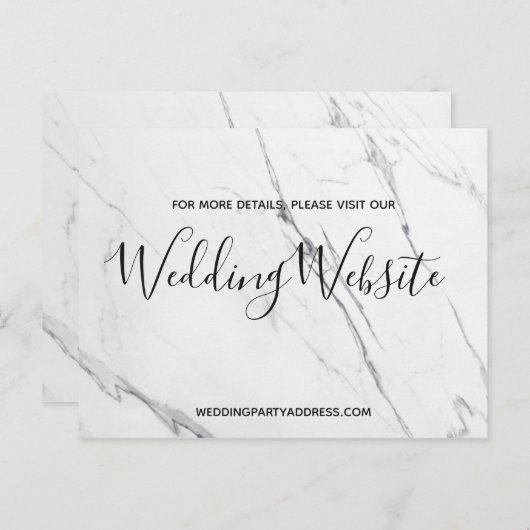 結婚式のウェブサイトカード | ホワイト マーブル ポストカード (正面/裏面)