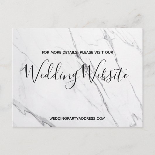 結婚式のウェブサイトカード | ホワイト マーブル ポストカード (正面)