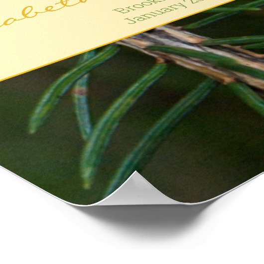 結婚式のウェルカムサイン 黄色の葉の松の枝 ポスター (角)