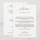 結婚式のウェルカム＆スケジュールカード 偽のゴールド 招待状 (正面/裏面)