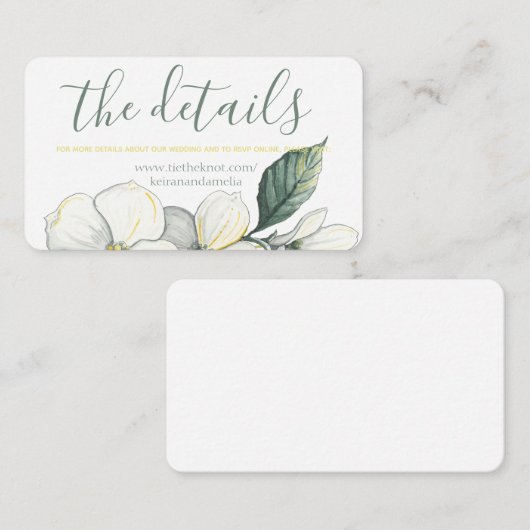 結婚式のエンクロージャカード、水彩画のミズキの開花 エンクロージャーカード (正面/裏面)