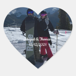結婚式のエンゲージメント カップルの写真を入れられます ハートシール