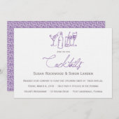 結婚式のカクテルの招待状|の紫色 招待状 (正面/裏面)