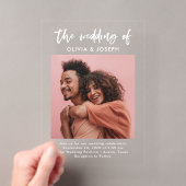 結婚式のカジュアルな手書きフォントと写真 アクリル招待状 (インサイチュ (ポータブル))