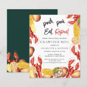 結婚式のカジュアルパーティー招待状（カニの茹で上げパーティー） (正面/裏面)