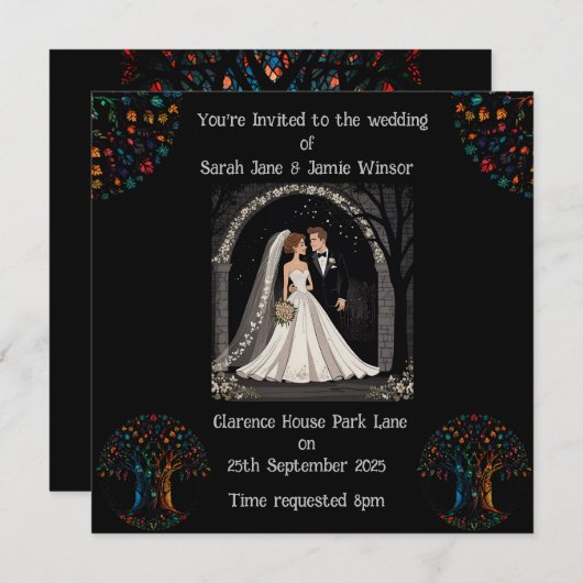 結婚式のカスタマイズ招待状の漫画イメージ セーブザデート (正面/裏面)