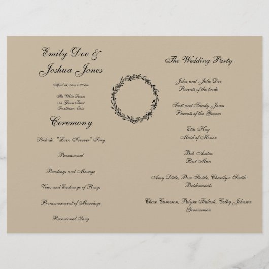 結婚式のカスタムテンプレート- Program Flyer (裏面)