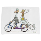 結婚式のカップルのキリン ラージペーパーバッグ (正面)