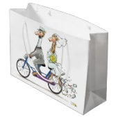 結婚式のカップルのキリン ラージペーパーバッグ (裏面アングル)