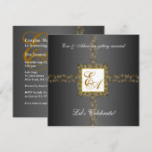 結婚式のカップルのシャワーの招待状の灰色の金ぱく 招待状 (正面/裏面)