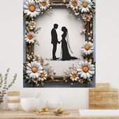 結婚式のカップルのシルエット ポスター (キッチン)