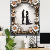 結婚式のカップルのシルエット ポスター (ホームオフィス)