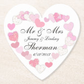 結婚式のカップルのパーソナライズなカスタムの紙のコースター ペーパーコースター (正面)