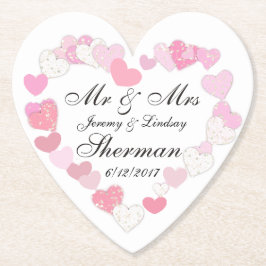 結婚式のカップルのパーソナライズなカスタムの紙のコースター ペーパーコースター