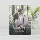 結婚式のカップルの写真の手書き サンキューカード (スタンド正面)