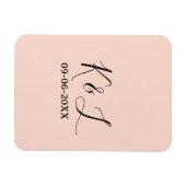 結婚式のカップルの名前の文字の日付の赤いパステル背景 マグネット (横)