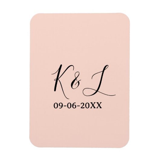 結婚式のカップルの名前の文字の日付の赤いパステル背景 マグネット (縦)