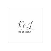 結婚式のカップルの名前の文字の日付の赤いパステル背景 ラバースタンプ (インプリント)