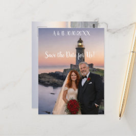 結婚式のカップル写真のSave the Date  ポストカード