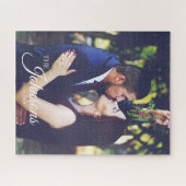 結婚式のカップル家族名前入りな写真 ジグソーパズル (横)