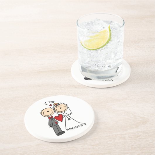 結婚式のカップル私はTシャツおよびギフトをします コースター (側面)